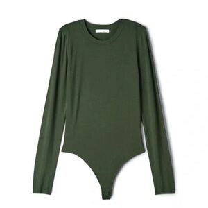 Wilfred Free  Green Thong Long Sleeve Bodysuit Size Medium ⭐️